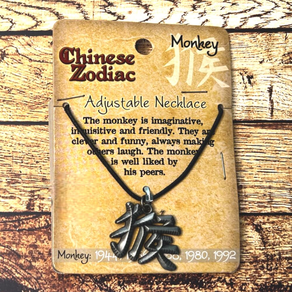 Chinese Hanzi Zodiac Adjustable Charm Necklace Year Of The Monkey